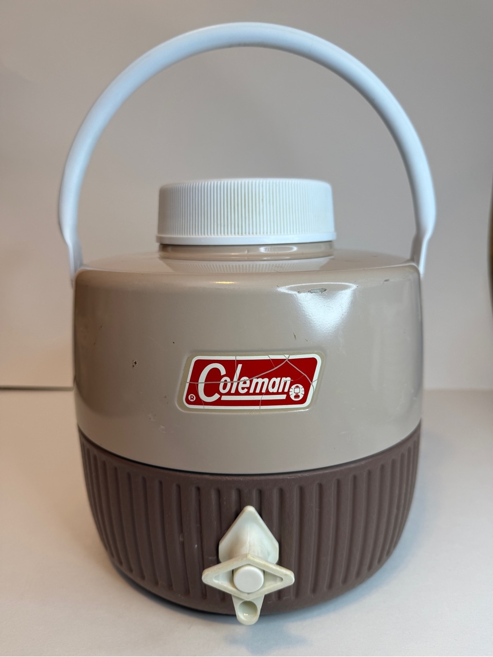 Coleman Tan and Brown Insulated Water Cooler with White Handle